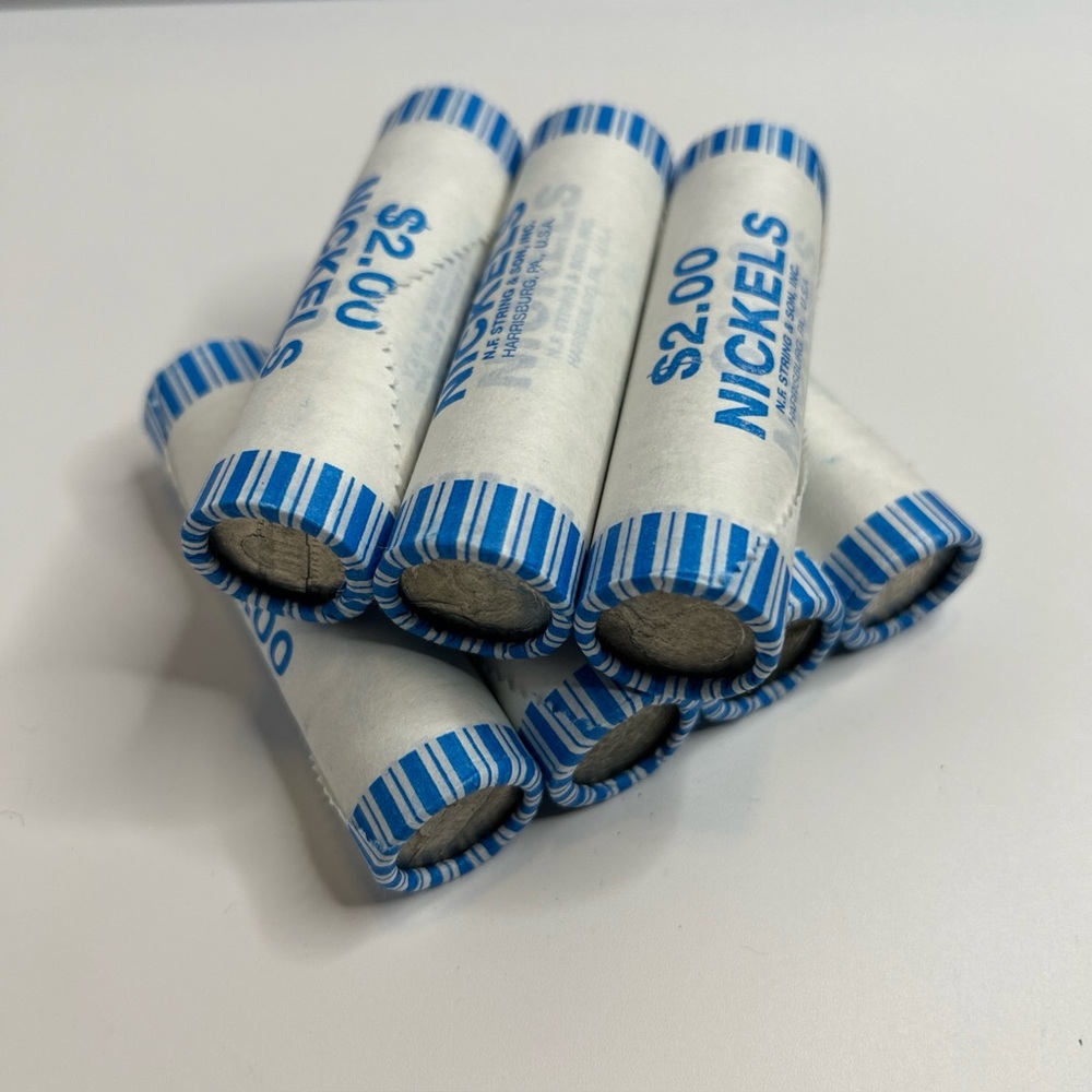 Unsearched Bank Wrapped Roll of Nickels frm New Sealed Box Coin Roll Hunting OBW